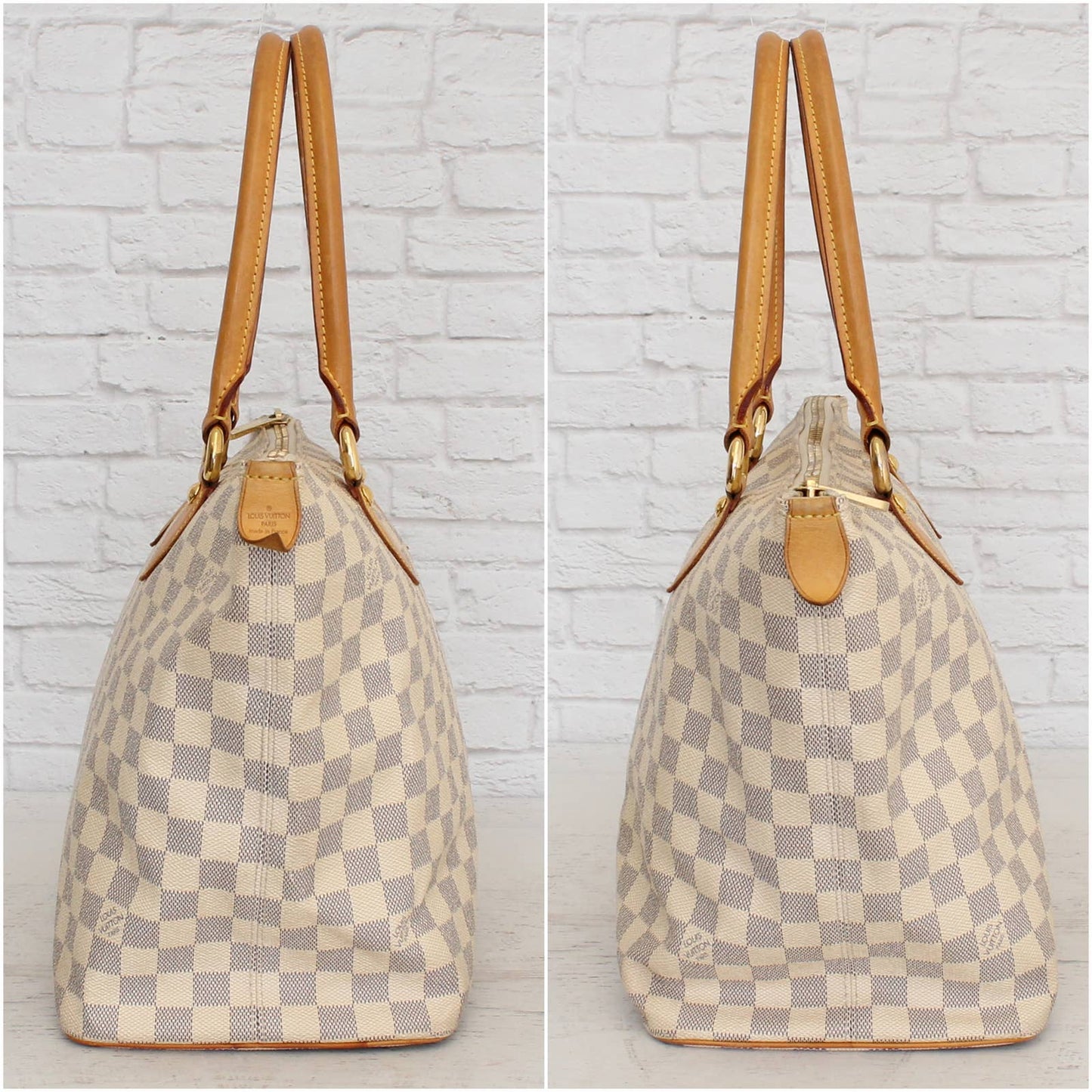 Louis Vuitton Saleya MM Damier Azur Tote White Shoulder Bag Hobo Purse