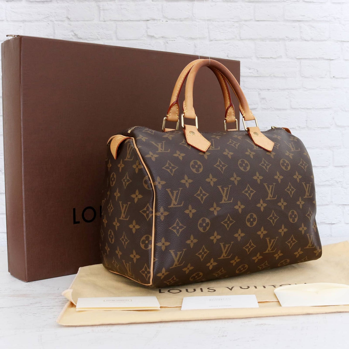 Louis Vuitton Speedy 30 Monogram Satchel Purse Brown Bag Classic