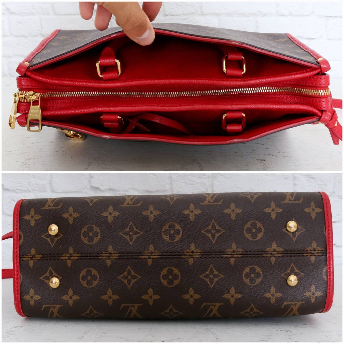 Louis Vuitton Popincourt PM Monogram Red Crossbody Shoulder Bag with Dust Bag & Box