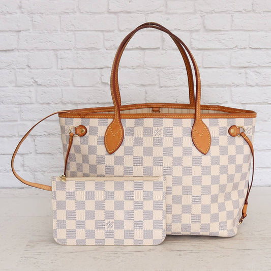 Louis Vuitton Neverfull PM with Pouch Damier Azur Small Tote