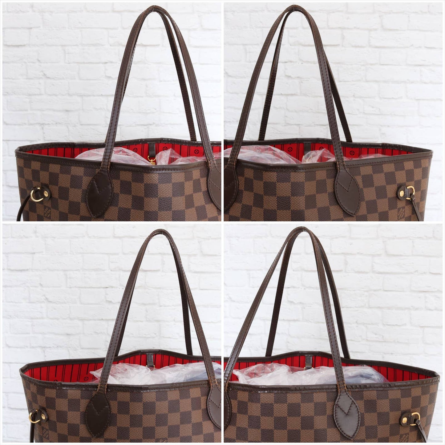 Louis Vuitton Neverfull MM Damier Ebene Tote with Cherry Interior