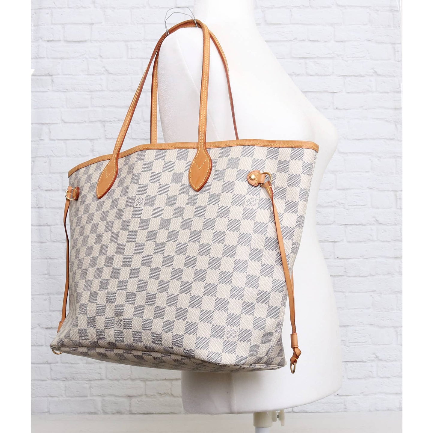 Louis Vuitton Neverfull MM with Pouch Damier Azur Tote LV Shoulder Bag