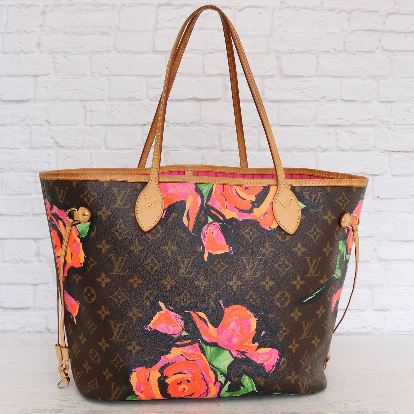 Louis Vuitton Neverfull MM Stephen Sprouse Roses Monogram Pink Tote