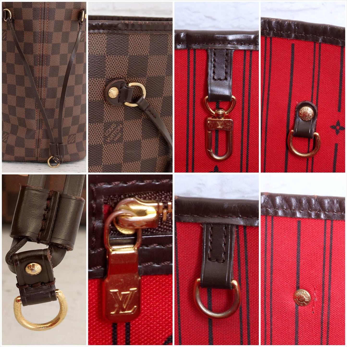 Louis Vuitton Neverfull MM Damier Ebene Cherry Tote