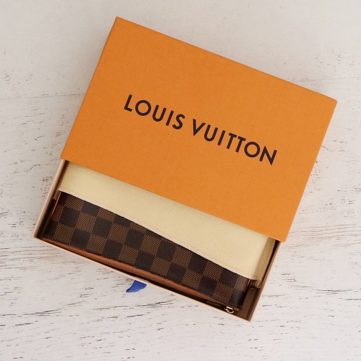 Louis Vuitton Double Zip Pochette Damier Ebene Crossbody Purse Chain