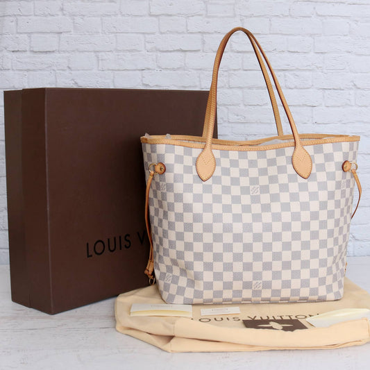 Louis Vuitton Neverfull MM Damier Azur Tote with Box & Dust Bag