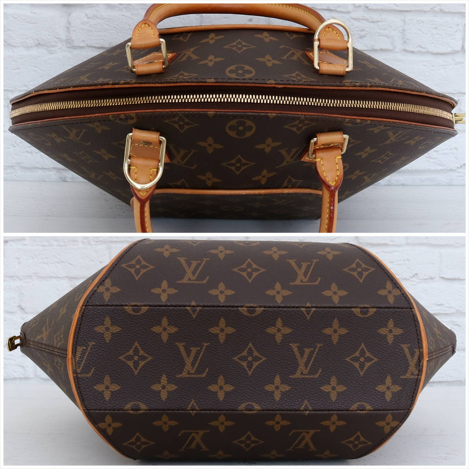 Louis Vuitton Ellipse MM Monogram Satchel Women Purse Brown Bag Zip LV –  brandedmoda