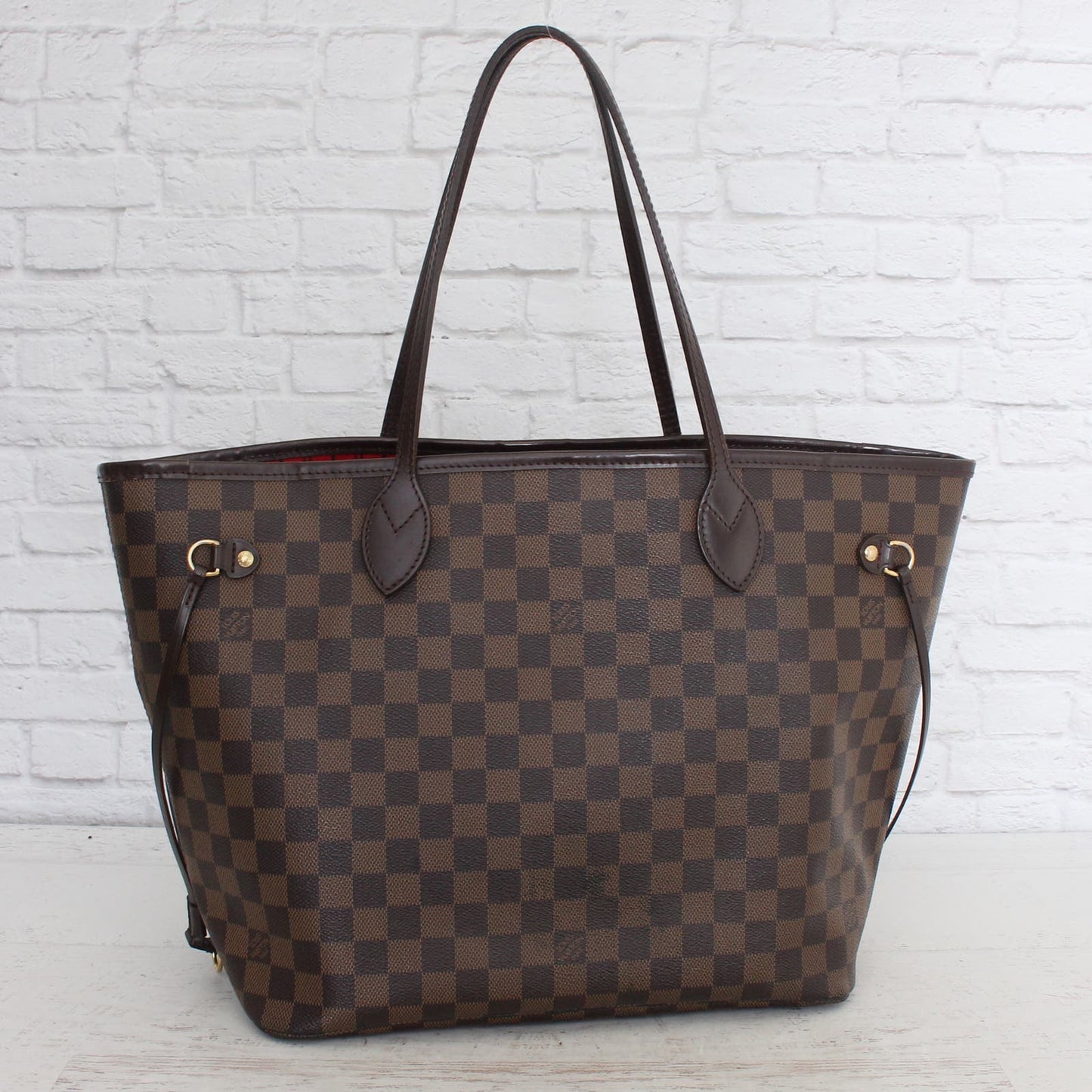 Louis Vuitton Neverfull MM Damier Ebene Cherry Red Tote