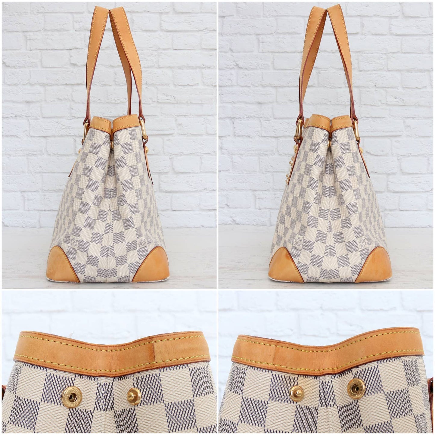 Louis Vuitton Hampstead PM Damier Azur Tote Shoulder Bag Women White