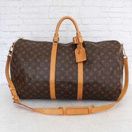 Louis Vuitton Keepall 55 Bandouliere Monogram Duffle Luggage Travel