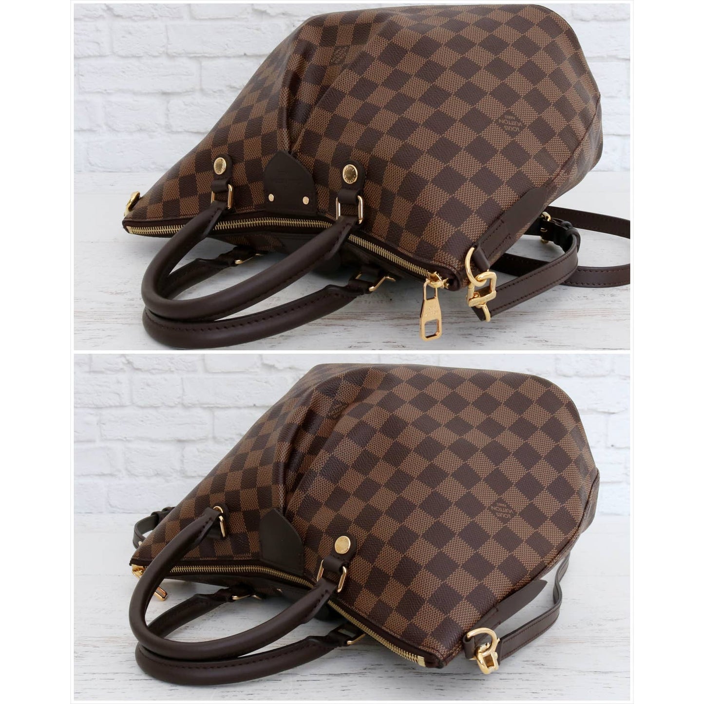 Louis Vuitton Siena MM Damier Ebene Crossbody Satchel Shoulder Bag