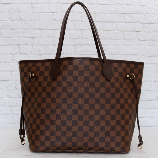 Louis Vuitton Neverfull MM Damier Ebene Rose Ballerine Tote VERY GOOD