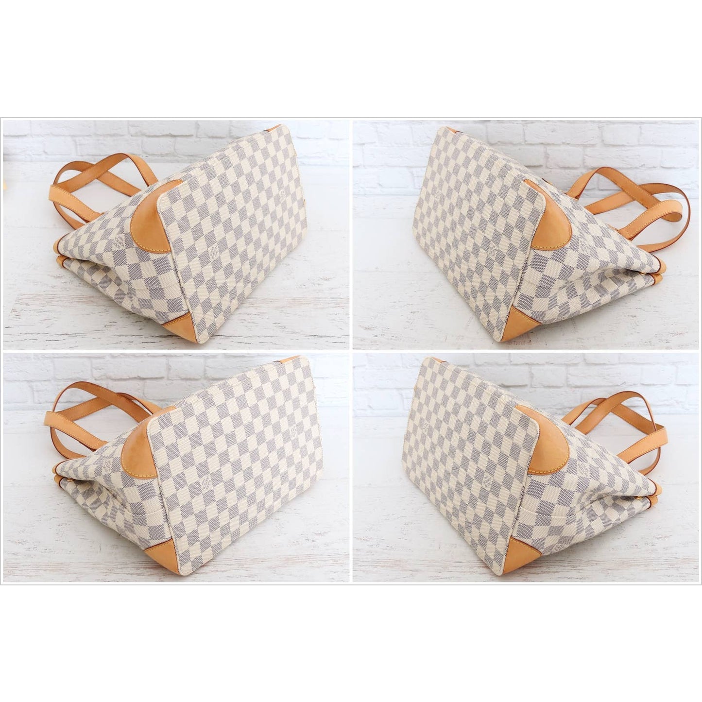 Louis Vuitton Hampstead PM Damier Azur Tote Shoulder Bag Women White