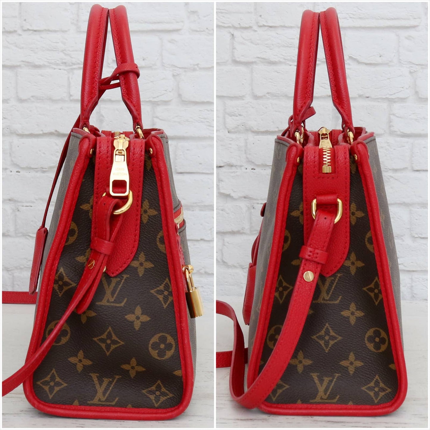 Louis Vuitton Popincourt PM Monogram Red Crossbody Shoulder Bag with Dust Bag & Box