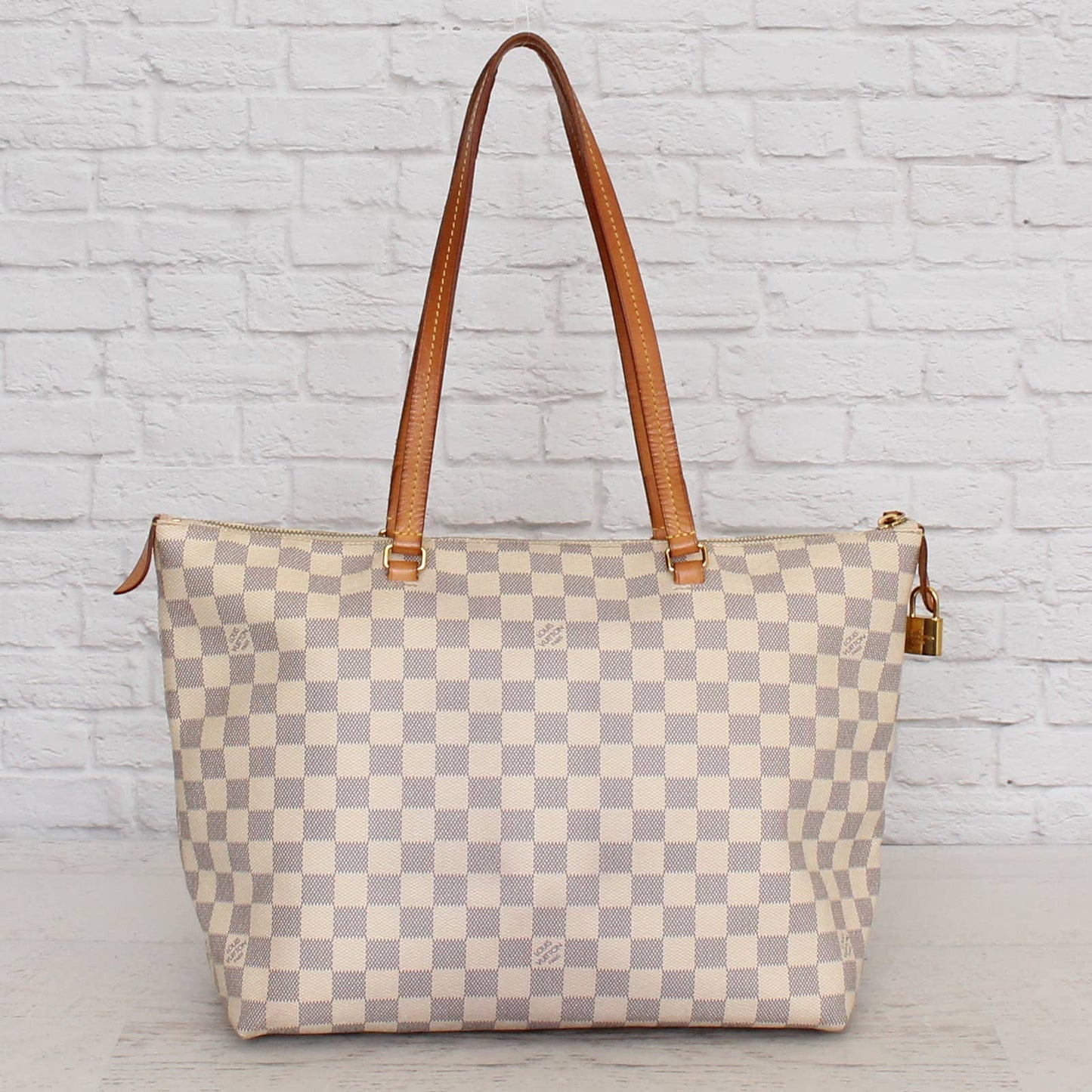 Louis Vuitton Iena MM Zip Damier Azur Tote Shoulder Bag