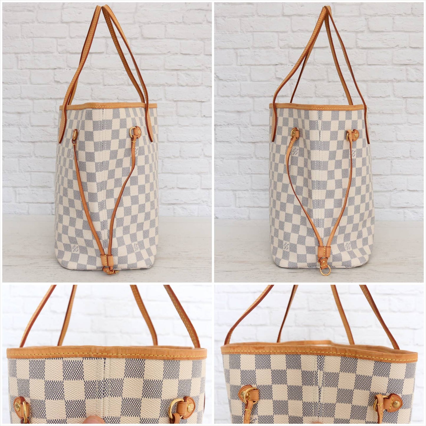 Louis Vuitton Neverfull MM with Pouch Damier Azur Tote LV Shoulder Bag