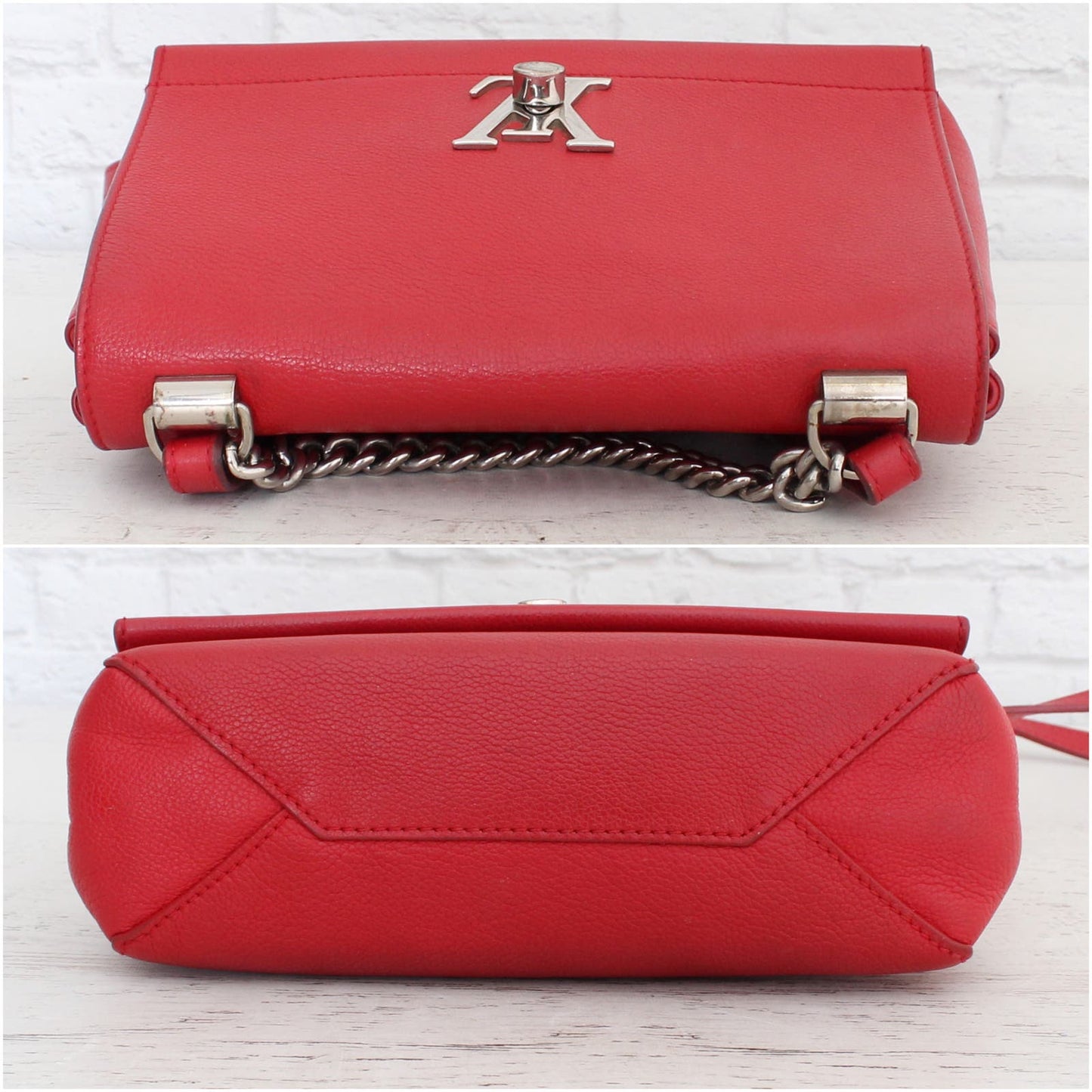 Louis Vuitton Lockme II BB Red Calfskin Leather Crossbody Chain Purse