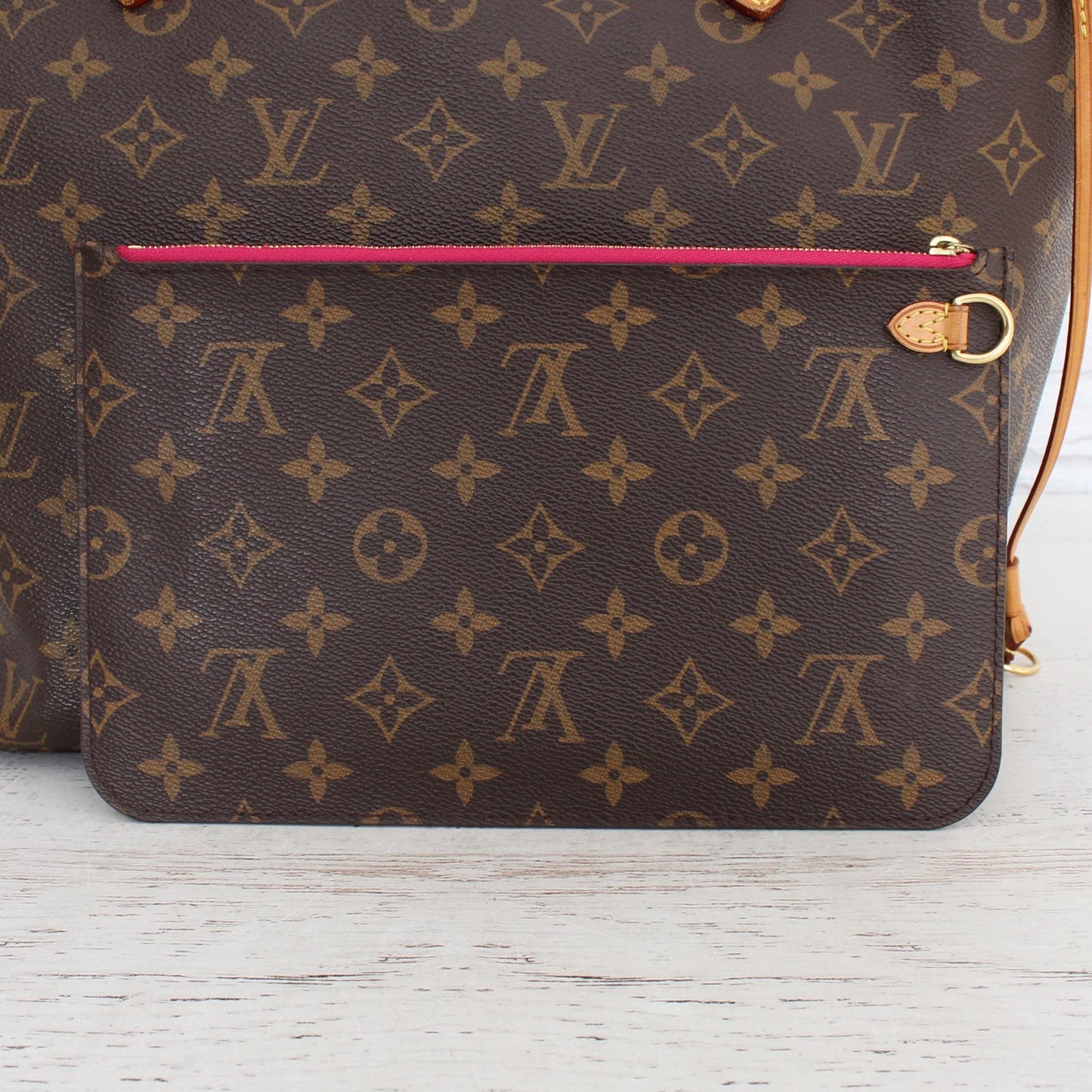 Louis Vuitton Neverfull MM with Pouch Pink Monogram Tote