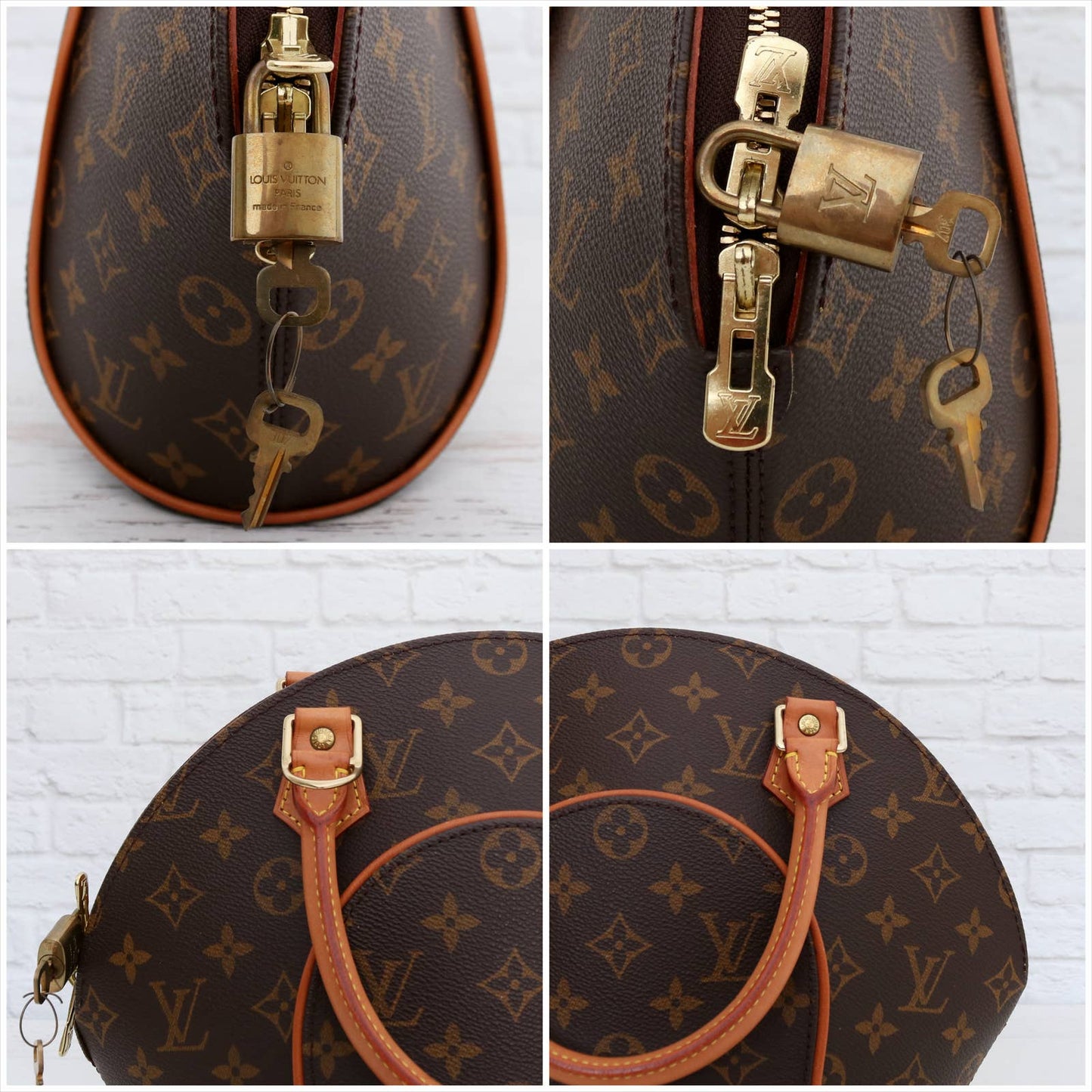 Louis Vuitton Ellipse PM Monogram Satchel Purse Handbag LV Leather Bag