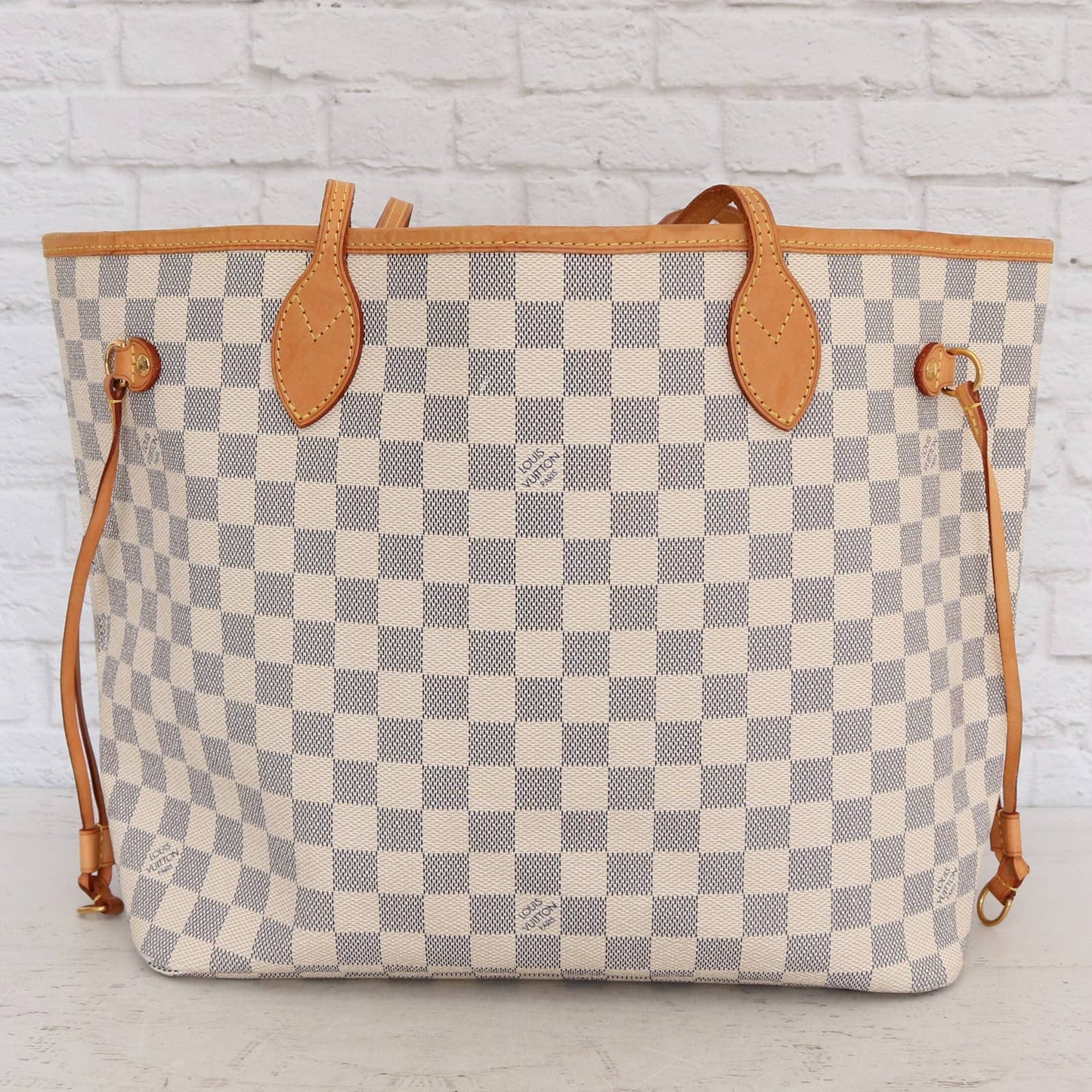 Louis Vuitton Neverfull MM with Pouch Damier Azur Tote LV Shoulder Bag