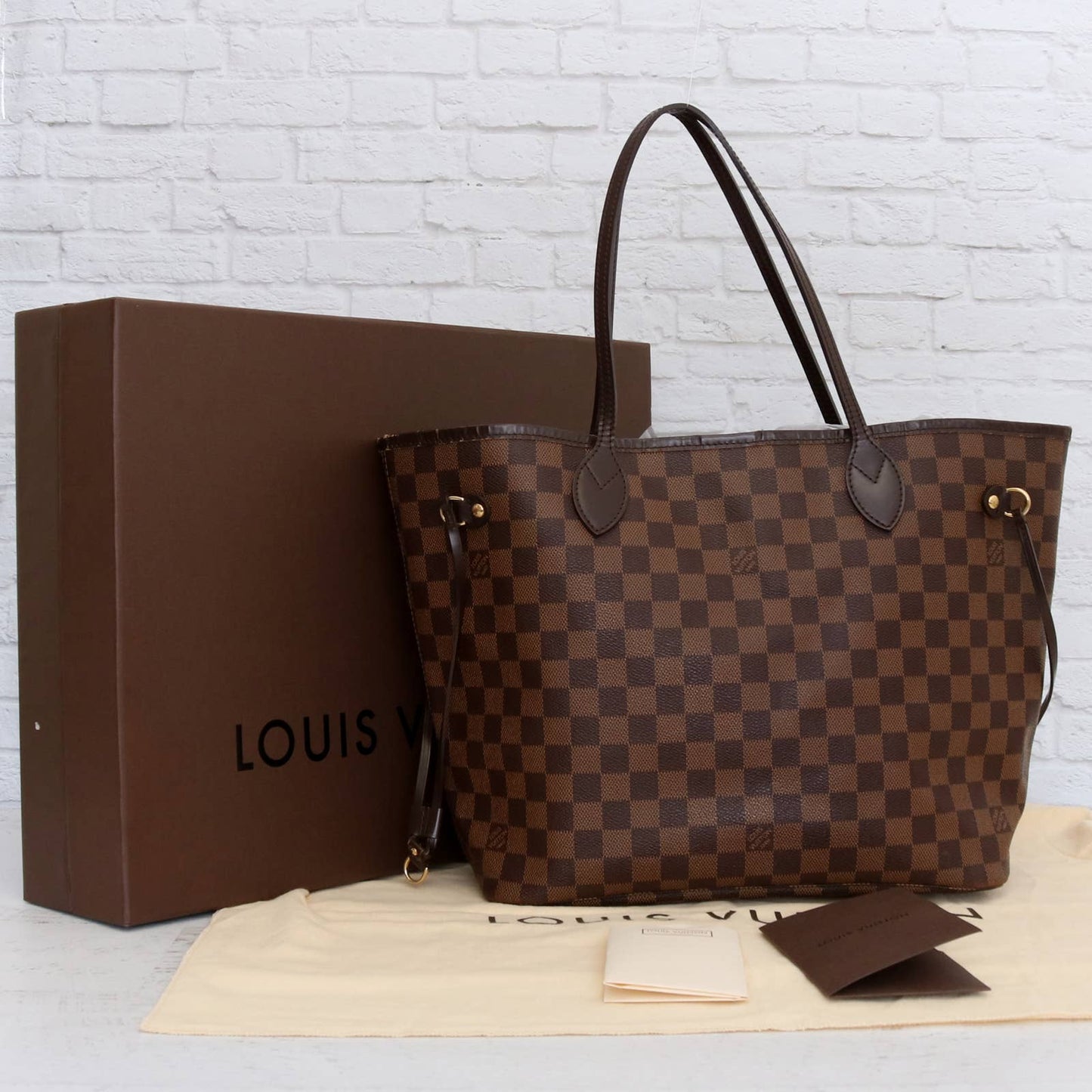 Louis Vuitton Neverfull MM Damier Ebene Tote in Box & Dust Bag