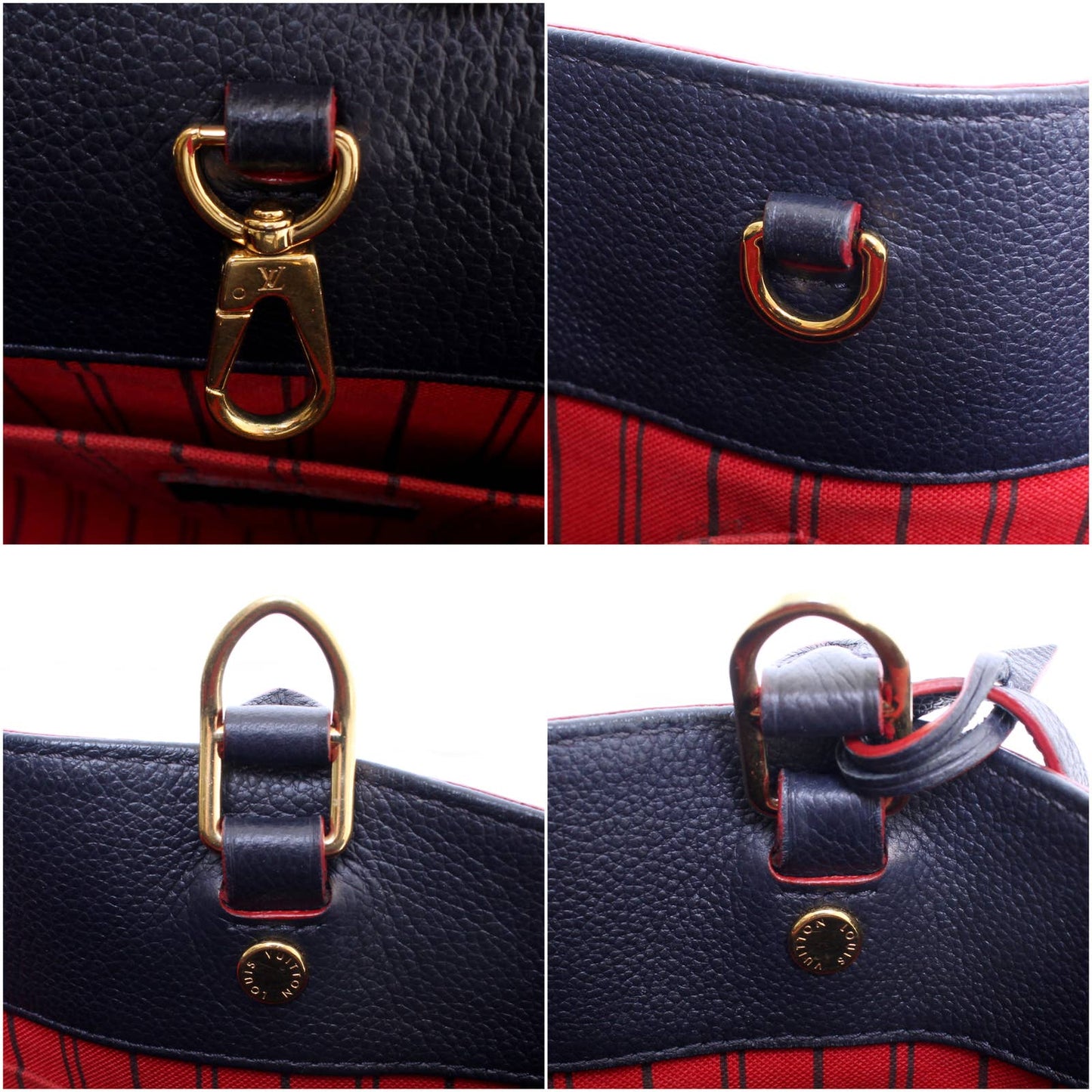 Louis Vuitton Montaigne MM Empreinte Marine Rouge Red Blue Crossbody