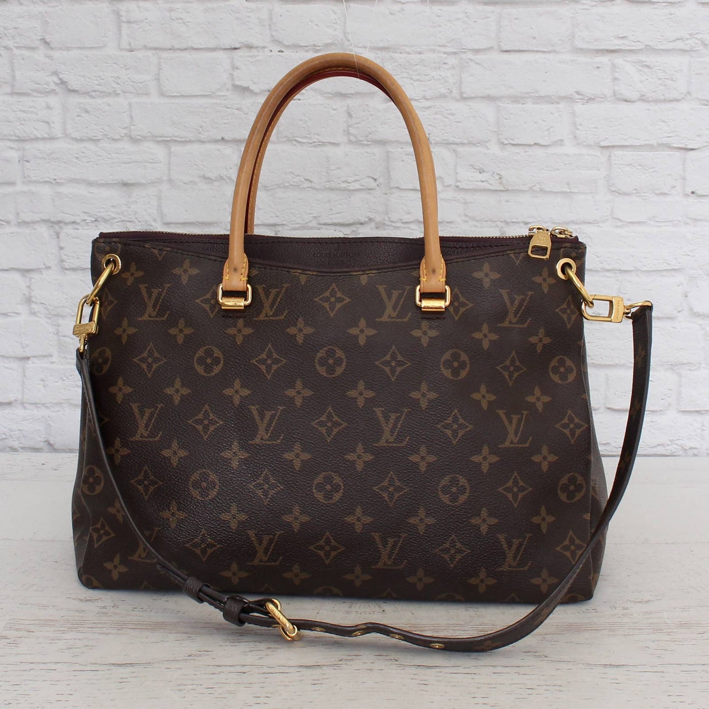 Louis Vuitton Pallas MM Monogram Shoulder Tote Purple Trim