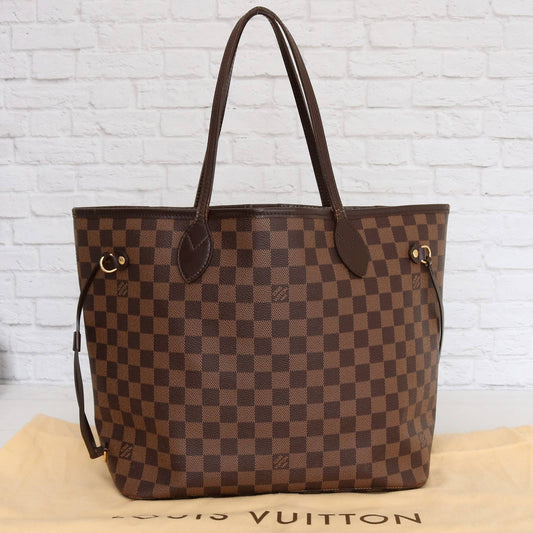 Louis Vuitton Neverfull MM Damier Ebene Tote with Cherry Interior