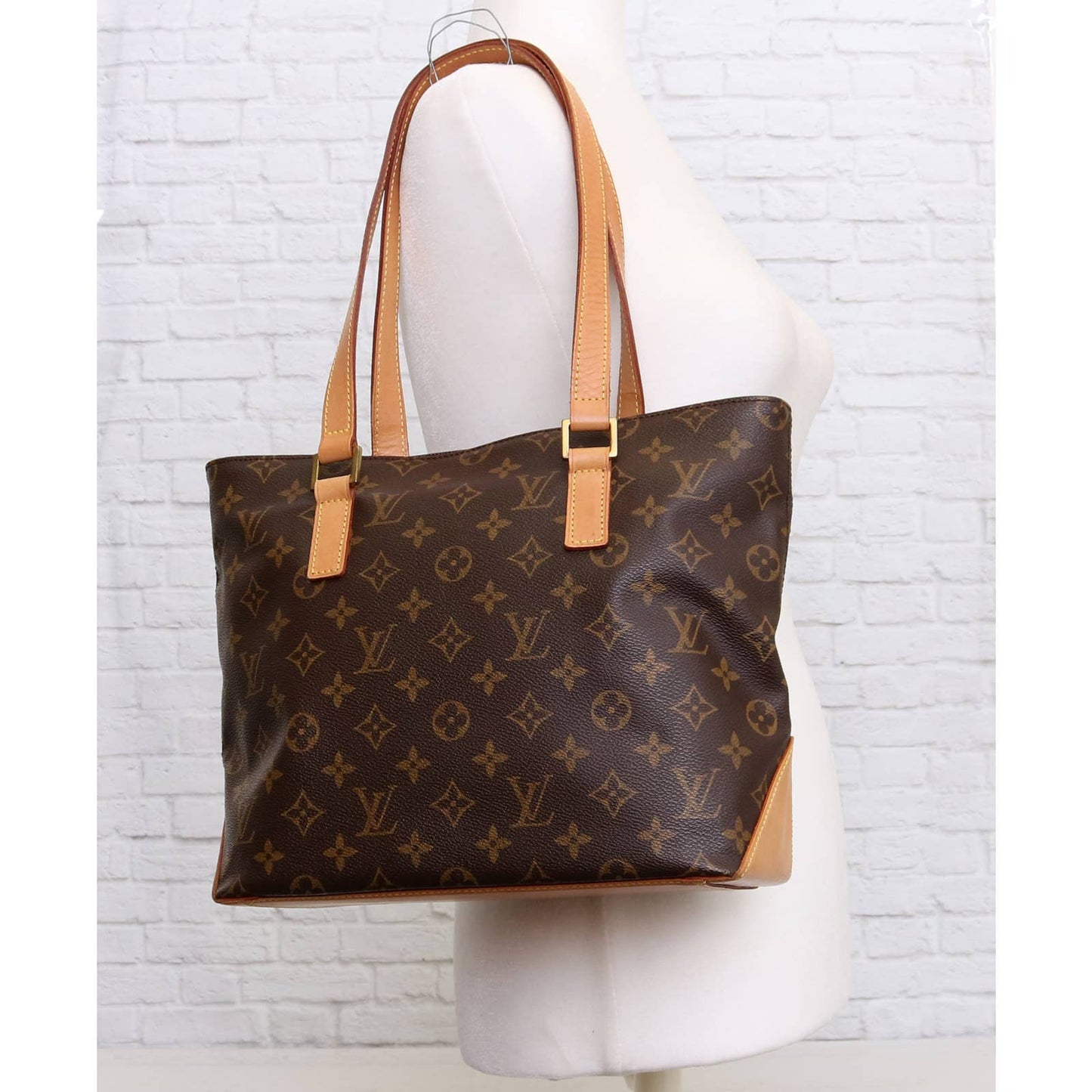 Louis Vuitton Cabas Piano Monogram Tote Shoulder Bag Purse Brown Zip