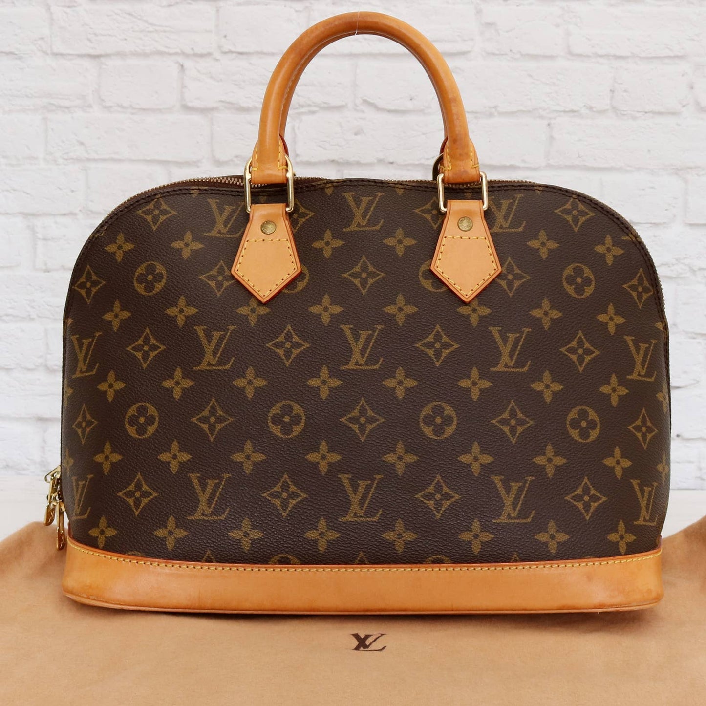 Louis Vuitton Alma MM Monogram Satchel with Dust Bag