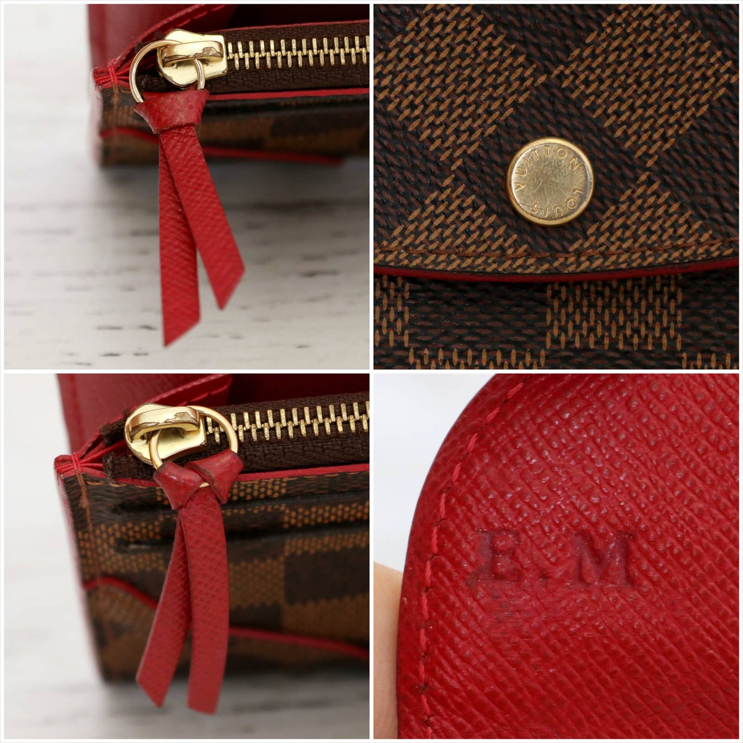 Louis Vuitton Caissa Wallet Damier Ebene Red Trim in Gift Bundle