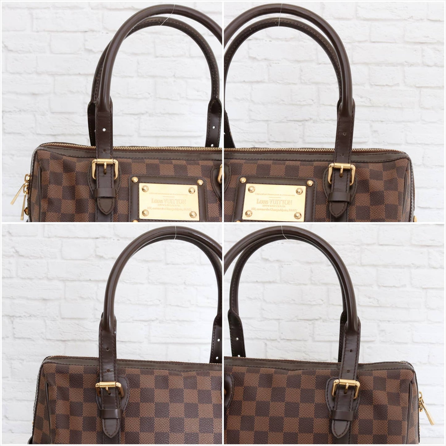 Louis Vuitton Berkeley Damier Ebene Tote Shoulder Women Brown Purse LV